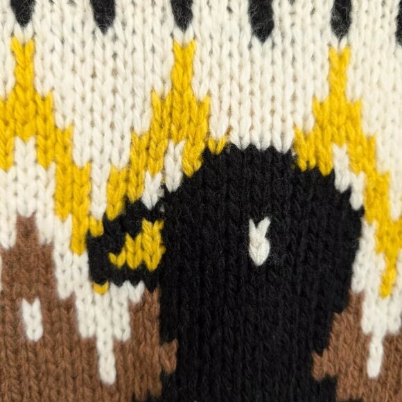 Coach penguin sweater womens  100% wool brown yellow fair isle intarsia ski - Picture 2 of 7